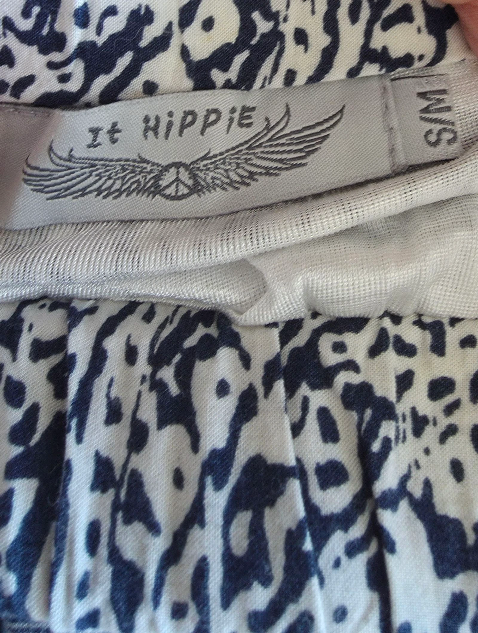 Mini-falda bohemia azul y blanca S/M It Hippie falda corta forrada – photo 6